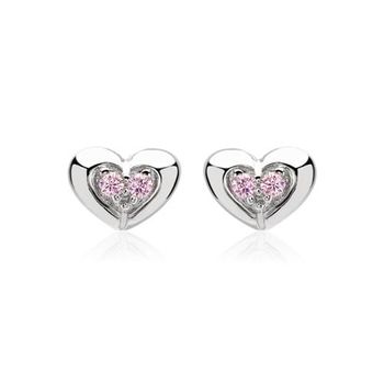 Pendientes de plata 925 en forma de corazón con circonita