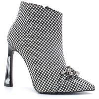 divine follie boots tronchetto pied de poule catena bianco nero 524 para mujer
