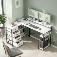 escritorio en l de melamina homcom 155x112x915 cm-blanco