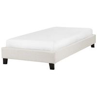 cama con somier individual sin cabecero tapizada de tela de poliester beige claro 90 x 200 cm roanne