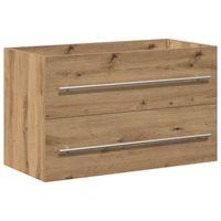 mueble para lavabo de bano estilo artesanal roble 80x385x48 cm madera de ingenieria vidaxl