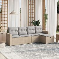conjunto de sofas jardin con cojines beige mezcla 5 uds  mueble jardin mesa y sillas ratan pe cfw168921