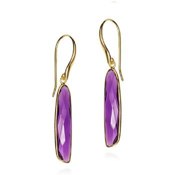 Jorge Revilla Pendientes Pendientes de gancho con amatista de plata con baño de oro 18k para mujer