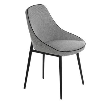 Silla comedor tela gris ribetes negros
