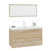 conjunto de muebles de bano 3 piezas color roble sonoma vidaxl