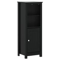 mueble de bano  armario de bano berg madera maciza de pino negro 40x34x110 cm