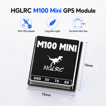 Mini GPS HGLRC M100 para los cuadros Meteor75 Pro y Beta75, con un tamaño profesional de 15x15 mm para la construcción de drones nano DIY.