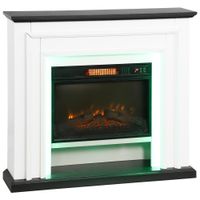 homcom chimenea electrica 1800w chimenea decorativa falsa luces led rgb efecto llama repisa 105 x 27 x 97 cm negro