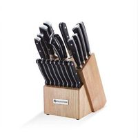 juego de cuchillos inox aleman de primera calidad mango forjado antideslizante bloque de madera ultra nitido y duradero 19 piezas - negro