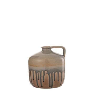 Jarra de cerámica beige con asa 16x21x21 cm