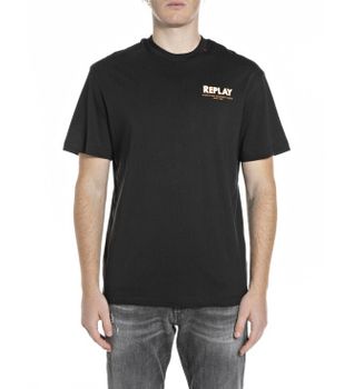 Replay para hombre. M3397.000.23608P Camiseta estampado negro (M), Casual, Algodón, Manga corta