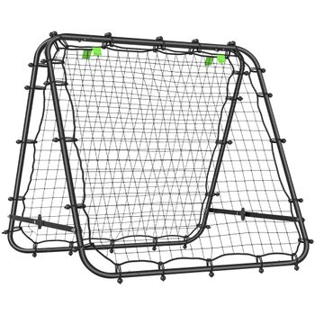 HOMCOM Red de Rebote Plegable con Ángulo Ajustable para Entrenamiento de Fútbol Béisbol y Tenis 100x95x90 cm Negro