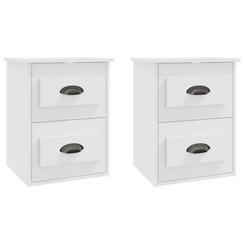 Mesitas De Noche De Pared 2 Uds Blanco 41,5x36x53 Cm Vidaxl