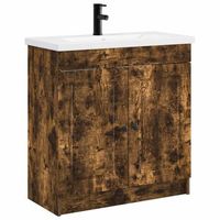 juego de muebles de bano roble ahumado 56 x 375 x 81 cm vidaxl