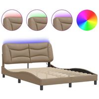cama matrimonial  cama para adultos  estructura de cama con led cuero sintetico capuchino 140x190 cm