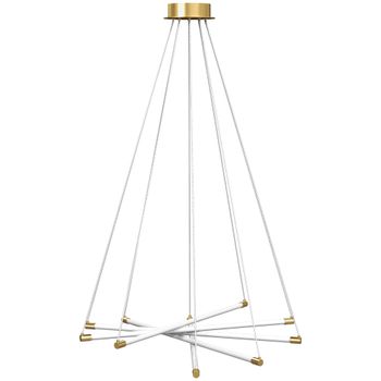 HOMCOM Lámpara de Techo LED 50W — 5 Tubos Ajustables, Moderna, Dorado+Blanco para Salón, Comedor y Cocina