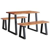 juego de comedor con borde vivo 3 piezas madera maciza acacia vidaxl