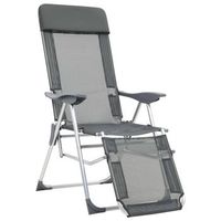 pack 2 uds sillas de camping plegables con reposapies textilene gris
