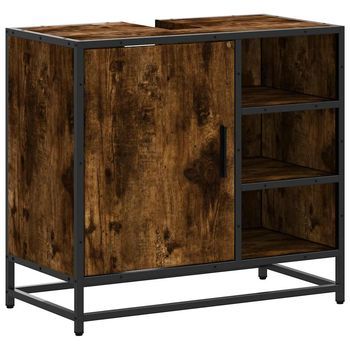 Mueble De Baño | Armario De Baño Para Lavabo Roble Ahumado 65x33x60 Cm