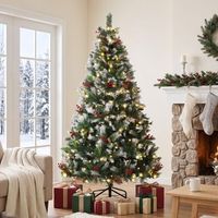 arbol de navidad de pvc acero homcom 180 cm - verde y blanco