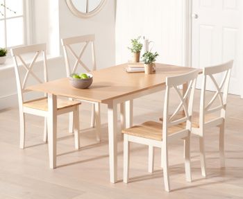 Chiltern 120cm Extending Cream And Oak Painted Table With Epsom Chairs - Cream, 4 Chairs