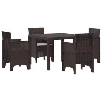 Conjunto De Comedor De Jardín 5 Uds. Marrón Polipropileno Vidaxl