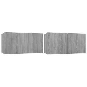 Conjunto De Mueble De Tv 2 Pcs Gris Madera De Ingeniería Vidaxl