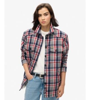 Superdry para mujer. W4010431A Sobrecamisa Borg Check multicolor (XS), Casual, Algodón, Manga larga