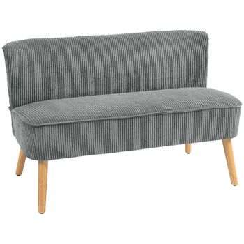 HOMCOM Sofá de 2 Plazas Tapizado Madera Poliéster tipo Terciopelo Espuma 117x56,5x77 cm Gris   Aosom España