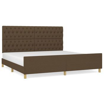 Estructura De Cama Con Cabecero De Tela Marrón Oscuro 200x200cm Vidaxl