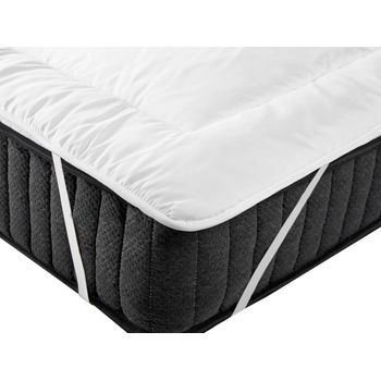 Cubrecolchón Para Cama 120 X 200 Cm Lavable A Máquina Microfibra Blanco Aizkorri