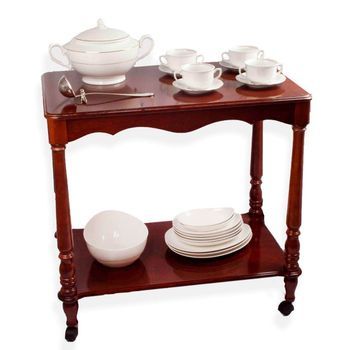 Carrito Camarera De Madera Con Ruedas (1 Pieza) Toledo, Estilo Clásico, Soporta 80 Kg De Peso