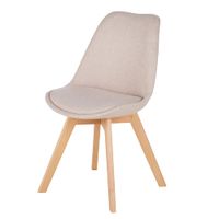 silla de tela reciclada beige y patas de haya