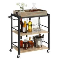 carro de cocina con bandeja extraible marron turquesa  negro tinta