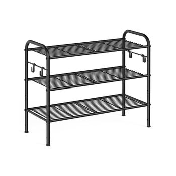 Zapatero Estante Metálico para Zapatos con Ganchos Laterales, 3 Niveles (28 x 68 x 53 cm)