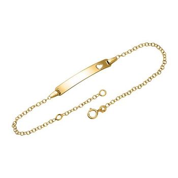 Pulsera grabada en oro de 9 quilates con corazón