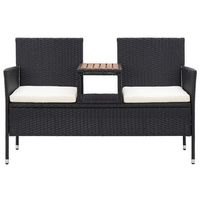 banco de jardin 2 plazas  banco de exterior  silla de jardin y mesita ratan sintetico negro 143 cm