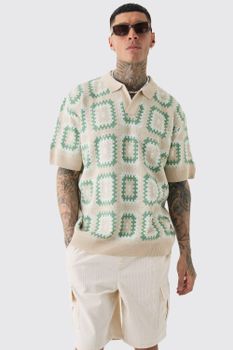 Polo Tall Oversize De Croché Con Solapas, Verde