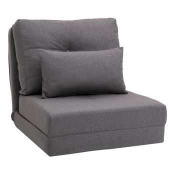 HOMCOM Sofá de Suelo Colchoneta Plegable Diseño 2 en 1 cojín extraíble 60x80x56 cm Gris Oscuro   Aosom España