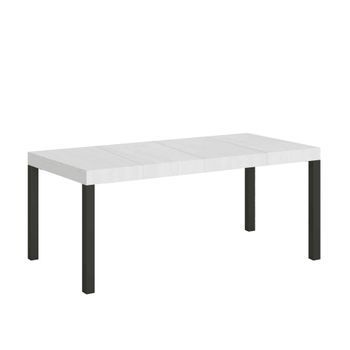 Mesa Extensible Everyday Premium 160/420x90 Cm, Fresno Blanco, Patas Antracita