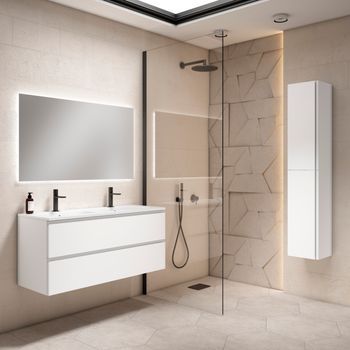 Mueble Coral 120 Cm 2s, Blanco Mate. Pack Mueble + Lavabo.