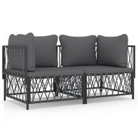 conjunto muebles de jardin 2 uds  mesa y sillas y cojines acero gris antracita