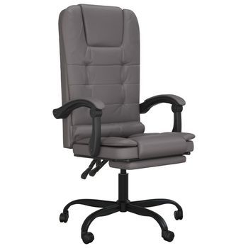 Silla De Masaje | Silla De Gaming Reclinable Masaje Cuero Sintético Gris