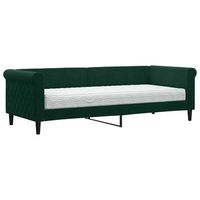 sofa cama  cama para adultos con colchon terciopelo verde oscuro 80x200 cm