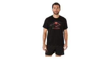 Maillot de manga corta asics fujitrail logo negro rojo hombre