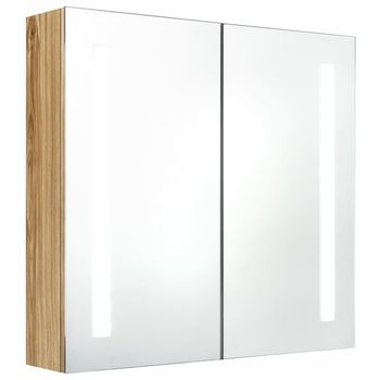 Armario De Baño Con Espejo Y Led Color Roble 62x14x60 Cm Vidaxl
