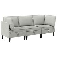 juego de muebles de salon 3 uds gris claro tela vidaxl