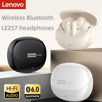 Lenovo LE257, auriculares inalámbricos TWS con Bluetooth 6.0, sonido HiFi, cancelación de ruido ENC para llamadas, auriculares para juegos y deportes con micrófono.