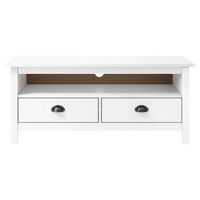 mueble de tv  mueble de salon  gabinete de tv hill madera maciza de pino blanco 110x40x47 cm