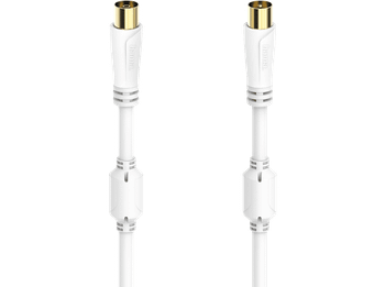 Cable de antena - Hama 00205245, 0.75 m, Triple Blindaje, Chapado en oro, Coaxial, Blanco